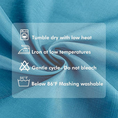 Linen Outdoor Curtains for Patio Waterproof 4 Pcs 54x84 In Teal | Light - Image 7