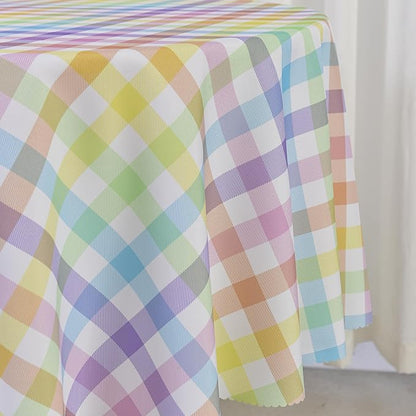 Waterproof Plaid Tablecloth Fabric - Round 58 Inch Classic Gingham Checker Table Cloth for Indoor/Outdoor Use - Buffalo Table Cover for Picnics, BBQs, and Parties