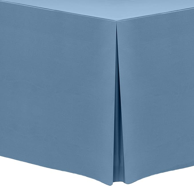 Ultimate Textile 5 ft. Fitted Polyester Tablecloth - Fits 30 x 60-Inch Banquet and Folding Rectangular Tables - 42" H, Slate Blue