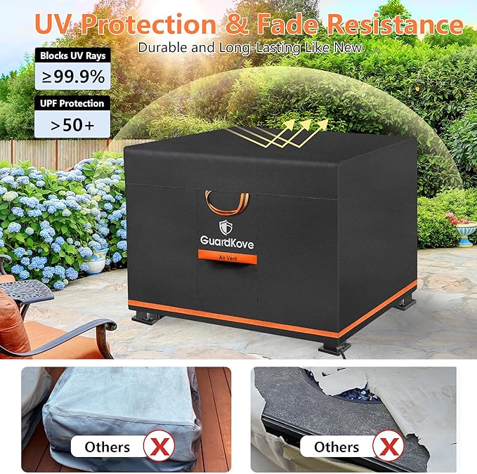 [Upgraded 1000D Heavy Duty Fabric] 28” Fire Pit Cover Square for 25”- 28” Fire Pit/Table, Waterproof Tear & Fade Resistant Firepit Cover with Buckle, Air Vents, Drawstring (28”L x 28”W x 24”H, Black)