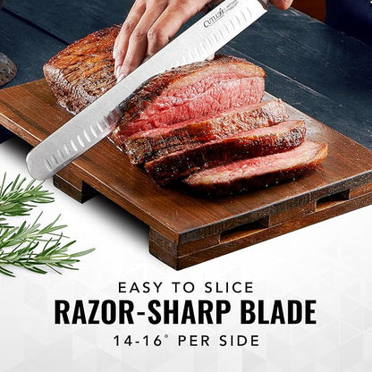 Cutluxe Brisket Knife – 12" Carving & Slicing Knife for Meat & BBQ – Razor Sharp German Steel, Sheath Included, Ergonomic Full Tang Handle Design, Grilling Gifts for Men – Artisan Series