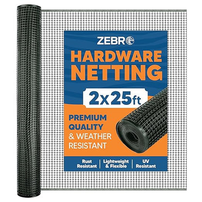 ZEBRO Plastic Hardware Mesh Screen & Fence Roll (2' x 25' Green) - Plastic Indoor or Outdoor Balcony, Patio & Porch Netting - Safety Barrier Plastic Fence to Protect Pets & Kids Around The Home