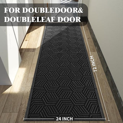 Yimobra Outdoor Indoor Runner Mat 72x24, All-Season Waterproof Entrance Mat for Front Door with Drainage Holes, Heavy Duty Non-Slip Doormat for Garage Patio Entryway, Black