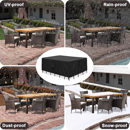 PureFit Patio Furniture Covers, Outdoor Table Furniture Cover Waterproof Rectangle, Patio Sectional Couch Set Cover for Deck, Lawn and Backyard, UV Resistant, 74"L x 47"W x 28"H, Black