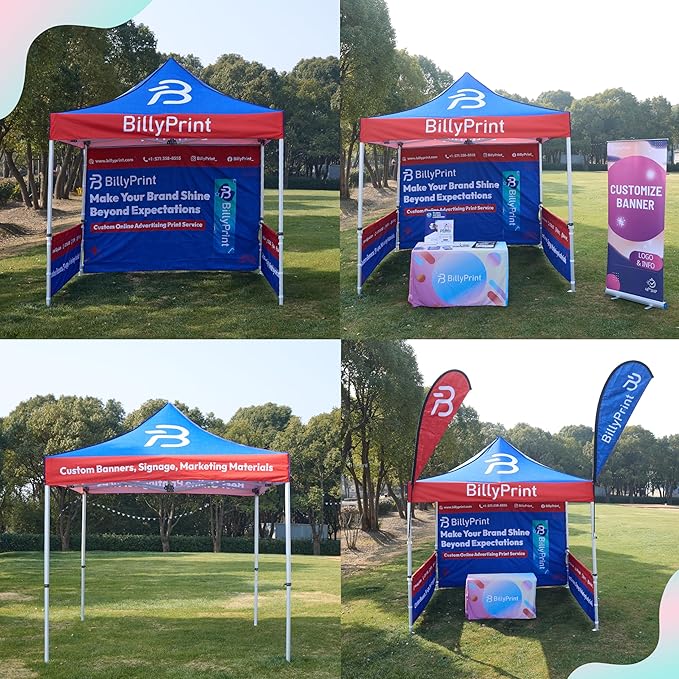 Custom Half Wall for 10' x 10' Canopy Pop-Up Tent for Tradeshows, Featuring Your Logo (Only 1 Half Wall, Excluding Canopy Tent on Front Picture)