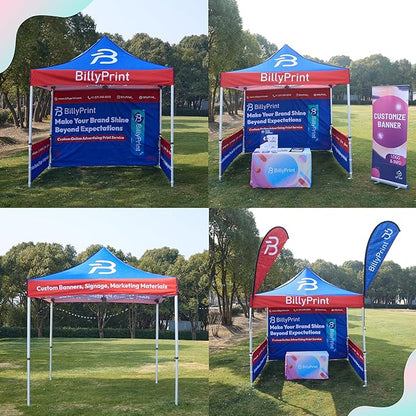 Custom Half Wall for 10' x 10' Canopy Pop-Up Tent for Tradeshows, Featuring Your Logo (Only 1 Half Wall, Excluding Canopy Tent on Front Picture)