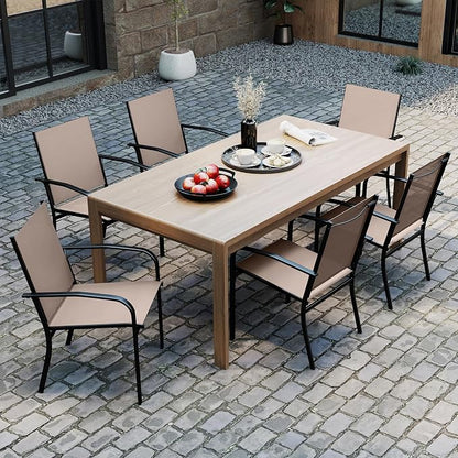 Giantex Stackable Patio Chairs Set of 4, All Weather Outdoor Dining Chairs - Image 4
