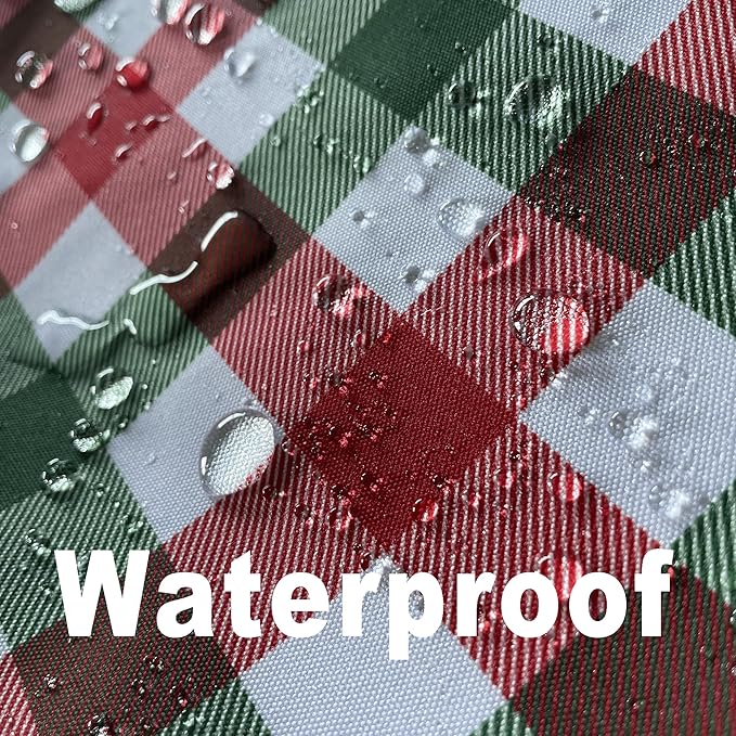 Red Waterproof Plaid Christmas Tablecloth Fabric - Square 58x58 Inch Classic Gingham Checker Holiday Table Cloth for Indoor Use - Xmas Table Cover for Picnics, BBQs, and Parties