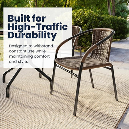 Flash Furniture Lila Medium Brown Rattan Indoor-Outdoor Restaurant Stack Chair - Image 5