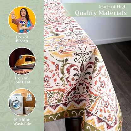 Maison d' Hermine Table Cloth Rectangle Table 100% Cotton 60 x 90 Inches Fall Tablecloth Reusable Everyday Use for Thanksgiving Christmas Decorations Dining Farmhouse Party (Damask)