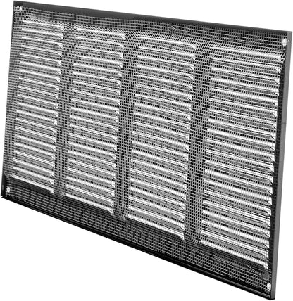 Repa Market 2-Pack Air Vent Cover 16x8 Inch (Outer Dimensions) Black Galvanized Steel Louvered Grill Cover with Mesh Screen/Wall or Ceiling Vent/HVAC Register for Indoor and Outdoor Ventilation