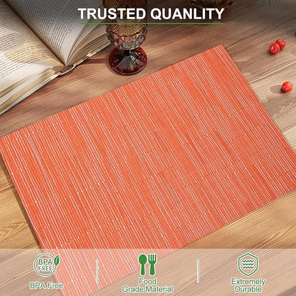 BETEAM Placemats Set of 8, Woven Vinyl Placemat for Dining Table Washable Wipeable Kitchen Place Mats Durable Indoor Outdoor Table Mats