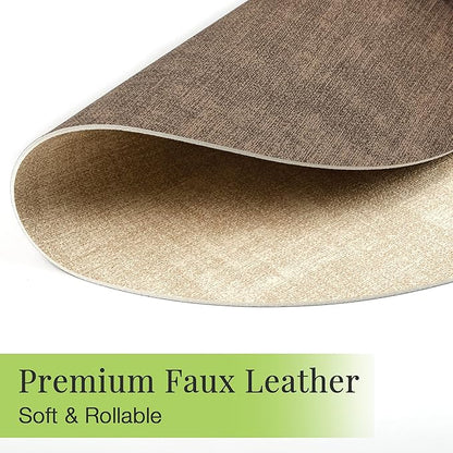 13-Inch Faux Leather Round Placemats Set of 4, Waterproof Anti-Slip Dual Sided Place mats, Heat Resistant Washable Table Mats with Coaster, Suitable for Indoor & Outdoor(4, Beige Dark Coffee)
