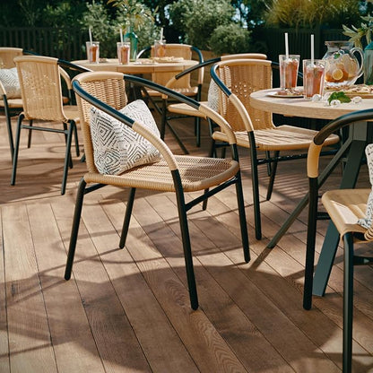 EMMA + OLIVER Beige PE Rattan Stackable Patio Dining Chair, Indoor/Outdoor Use - Image 4
