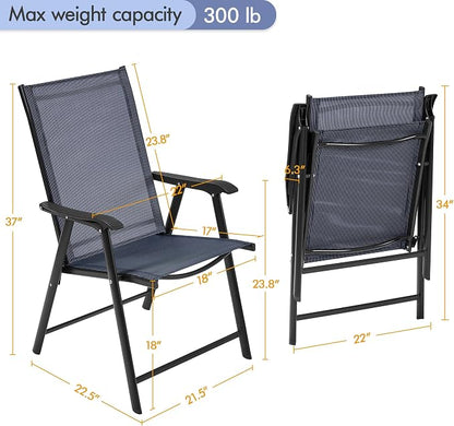 Yaheetech Patio Chairs Set of 4 Outdoor Folding Lawn Chairs, folds flat - Image 3