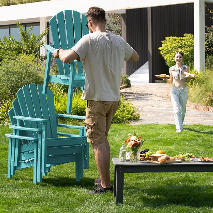 Compact Stackable Adirondack Chairs, All Weather HDPE, Aruba | 26.3" Wide HDPE - Image 7
