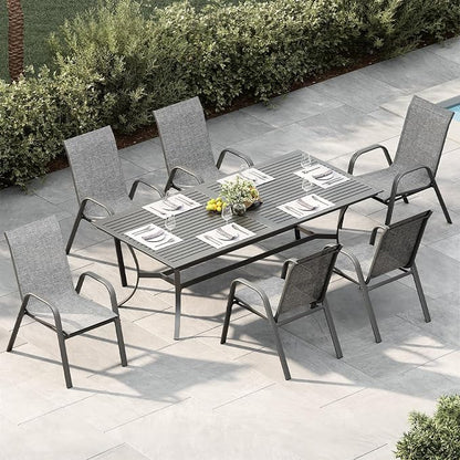 Stackable Outdoor Patio Dining Chairs Set of 6 – High Back Armchairs, - Image 2