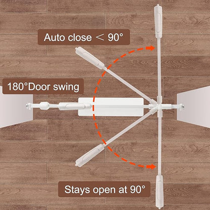 Baby Gate for Stairs No Drill 38.58-43.31 Inch, Pressure Mounted Metal Child Safety Dog Gates for Doorways, Walk Through Pet Indoor Auto Close, White