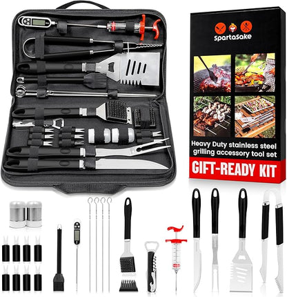 SpartaSake BBQ Grilling Accessories - Stainless Steel Barbecue Grill Tools Accessories kit Spatula Thermometer Tongs for Blackstone Griddle Outdoor Camping-Grill Set Gifts for dad Men Women(24 pcs)