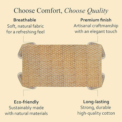CPC Tablecloth 100% Cotton 72x190 Inch Indian Block Print Rectangle Table Cover, Yellow Table Cloth for Weddings, Spring/Summer, Barbeque - Yellow Citrine