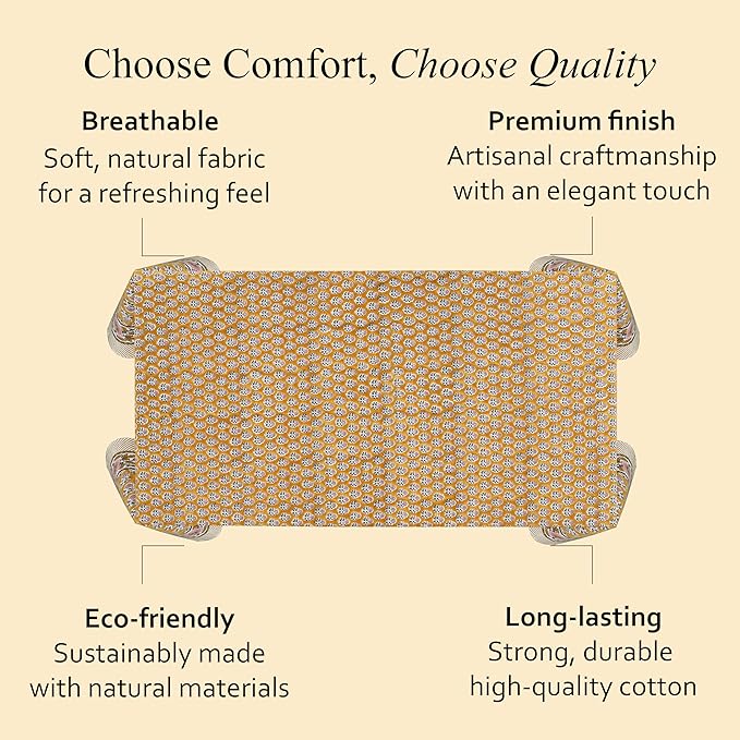 CPC Tablecloth 100% Cotton 80x120 Inch Indian Block Print Rectangle Table Cover, Gray Table Cloth for Weddings, Spring/Summer, Barbeque - Yellow Citrine