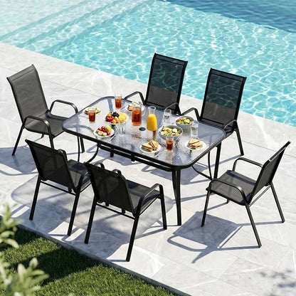 MAMIZO Patio Dining Chairs, Stackable Textilene Chair Set of 8, - Image 9