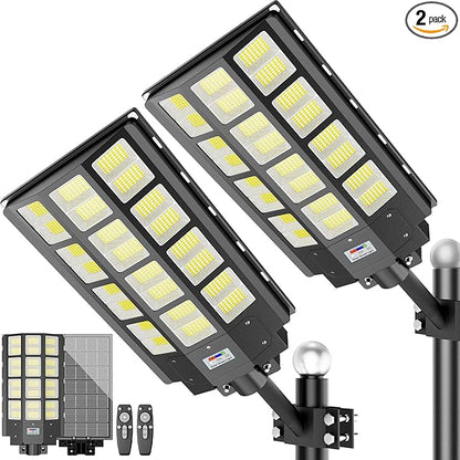 loyoele 9000W Solar Street Lights Outdoor 240000 Lumens Solar Flood Light with Remote Control & Motion Sensor, Waterproof IP66 Dusk to Dawn Solar Power Lights for Garden,Yard, Path, Parking Lot 2-Pack