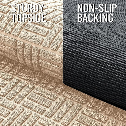 OLANLY Front Door Mat Outside Entrance 71x47, Absorbent, Heavy Duty Sturdy Natural Rubber Doormat Indoor Outdoor, Non-Slip, Stain and Fade Resistant, Low Profile Floor Mat for Entryway, Latte White