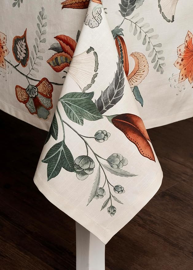 Maison d' Hermine Table Cloth Rectangle Table 100% Cotton 60 x 108 Inches Fall Tablecloth Reusable Everyday Use for Thanksgiving Christmas Decorations Dining Farmhouse Party (Dalida)