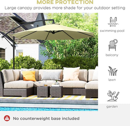 Outsunny 10' Cantilever Hanging Tilt Offset Patio Umbrella | UV & Water - Image 6