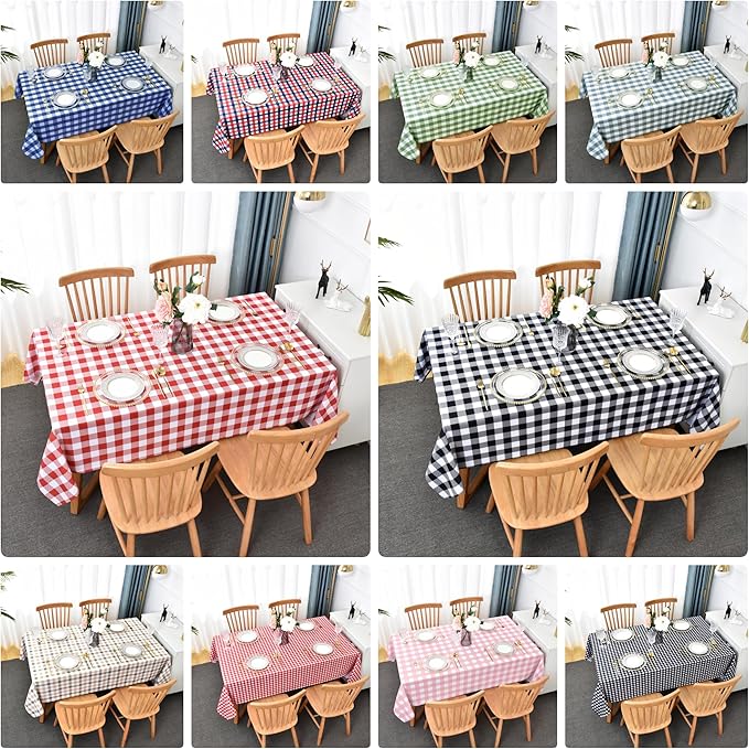 Waterproof Checkered Tablecloth Fabric - Rectangle 58x84 Inch Classic Gingham Buffalo Plaid Table Cloth for Indoor/Outdoor Use - Washable Table Cover for Kitchen, BBQs, and Parties