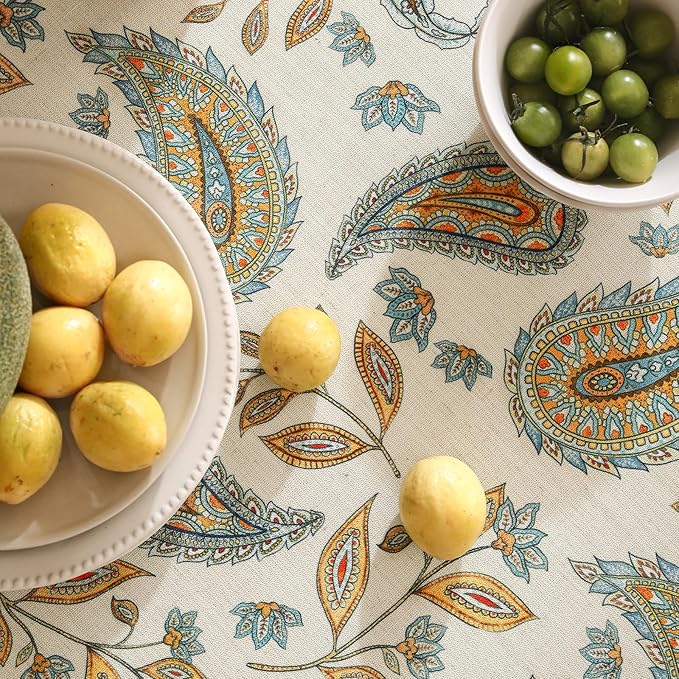 patdrea Designer Vintage French Rectangular Table Cloth,Italian Floral Wrinkle Free Extra Long Tablecloth,Decor Table Cover for Kitchen Dining,Christmas,Tea Party,Thanksgiving,63"x110"-Lysaniya