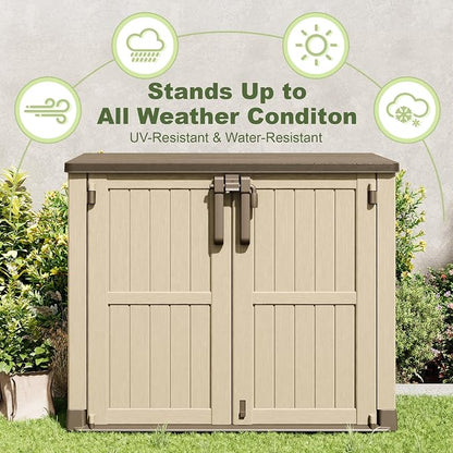 36 Cu Ft Resin Outdoor Storage Shed, Weatherproof Horizontal Outdoor Storage - Image 6