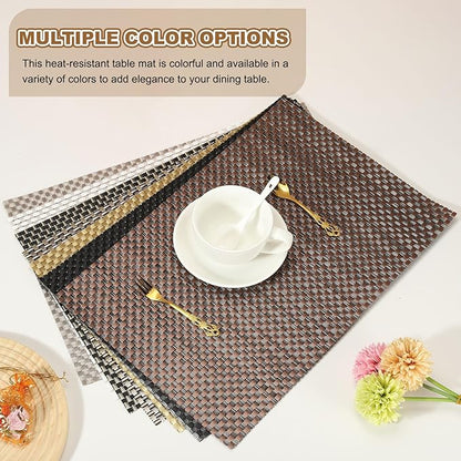 uxcell Faux Linen Placemats, 12x18 Inch Heat Resistant Place Mats Machine Washable Non-Slip Cloth Placemats for Dining Table Kitchen Indoor Outdoor Home Decoration(Red,2Pcs)