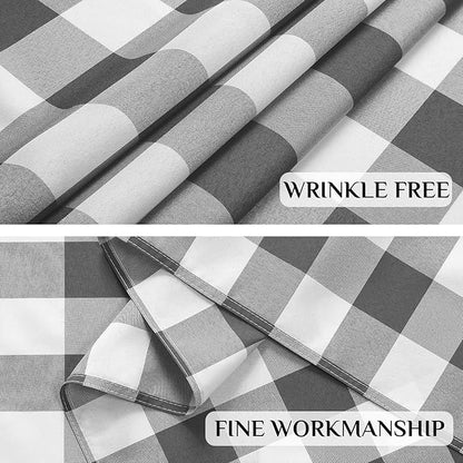 Softalker Gingham Checkered Tablecloth Rectangle - Outdoor Waterproof Buffalo Plaid Table Cloth, Stain Resistant Washable Table Cover for Picnic, Camping, Dining - Grey and White, 60 x 120 Inch