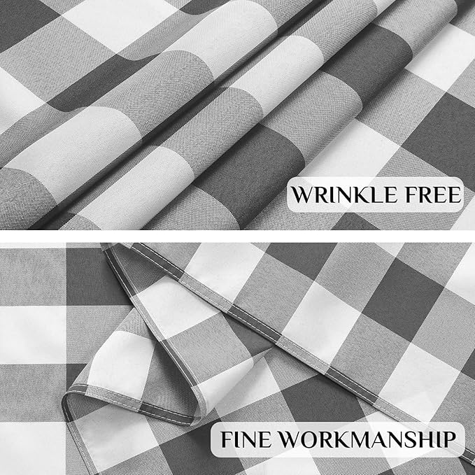 Softalker Gingham Checkered Tablecloth Rectangle - Outdoor Waterproof Buffalo Plaid Table Cloth, Stain Resistant Washable Table Cover for Picnic, Camping, Dining - Grey and White, 54 x 108 Inch