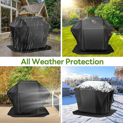 Grill Cover 65 Inch & Under Grill Mat,Waterproof Fade Resistant Anti-UV Barbecue Grill Cover & Weather Protection BBQ Cover for Griddle Outdoor,Compatible with Weber Nexgrill Charbroil Grill