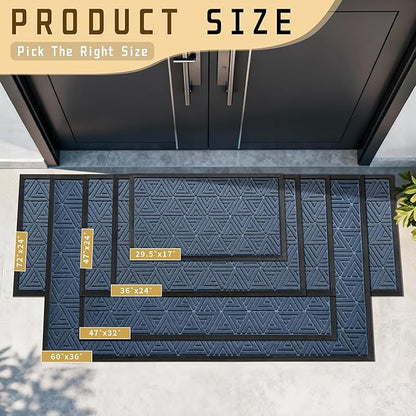 Yimobra Large Door Mat 36x24, All-Weather Waterproof Non-Slip Welcome Matt Outdoor, Heavy Duty Non Slip Doormat for Entryway for Patio and Garage Indoor, Easy Clean, Blue