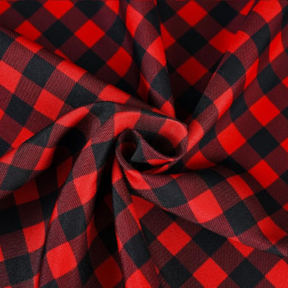 Gingham Xmas Tablecloth Fabric - Oblong 58x120 Water Resistant Christmas Plaid Table Cloth for Indoor/Outdoor Use - Red Tabletop Cover Perfect for Birthday, Picnics, Gardens