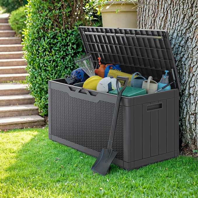 Greesum 100 Gallon Resin Deck Box Large Outdoor Storage - Image 6