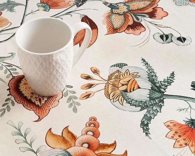 Maison d' Hermine Table Cloth Square Table 100% Cotton 60 x 60 Inches Fall Tablecloth Reusable Everyday Use for Thanksgiving Christmas Decorations Dining Farmhouse Party (Dalida)