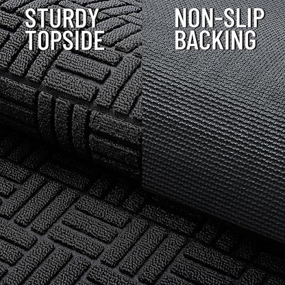 OLANLY Front Door Mat Outside Entrance 33x21, Absorbent, Heavy Duty Sturdy Natural Rubber Doormat Indoor Outdoor, Stain and Fade Resistant, Non-Slip Backing Low Profile Floor Mat for Entryway, Black
