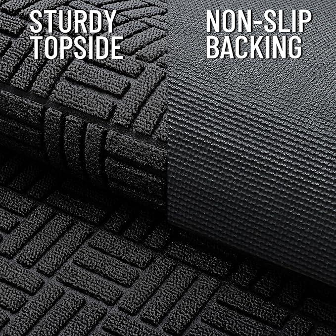 OLANLY Front Door Mat Outside Entrance 47x32, Absorbent, Heavy Duty Sturdy Natural Rubber Doormat Indoor Outdoor, Stain and Fade Resistant, Non-Slip Backing Low Profile Floor Mat for Entryway, Black