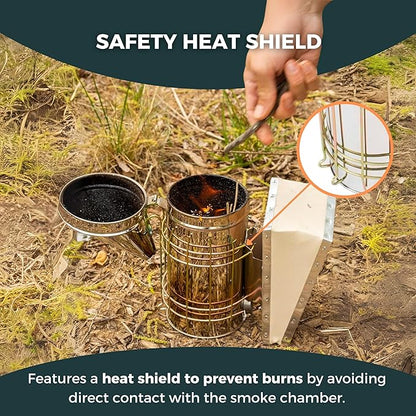SunVara Bee Smoker Stainless Steel Heat Shield High Standard 11"