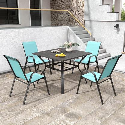 Stackable Patio Chairs Set of 8, Light Blue | Outdoor Dining Chairs - Image 8