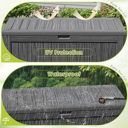 Devoko 125 Gallon Outdoor Storage Box, Waterproof Resin Deck Box | - Image 5