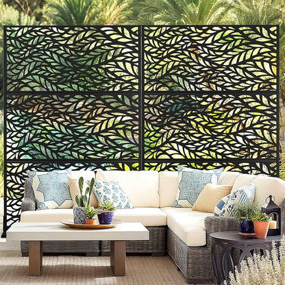 Outdoor Privacy Screen,72" H×47" W Metal Privacy Screen, Freestanding Privacy Fence Panels for Patio