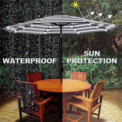 9 ft Solar Umbrella 32 LED Lighted Patio Umbrella Table Market Umbrella - Image 5