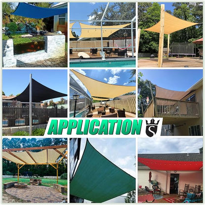 Royal Shade 13' x 20' Custom Size Beige Rectangle Sunshade Sail - Image 5
