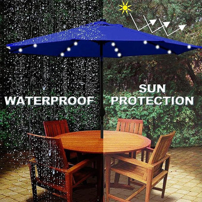 9 ft Solar Umbrella 32 LED Lighted Patio Umbrella Table Market Umbrella - Image 4